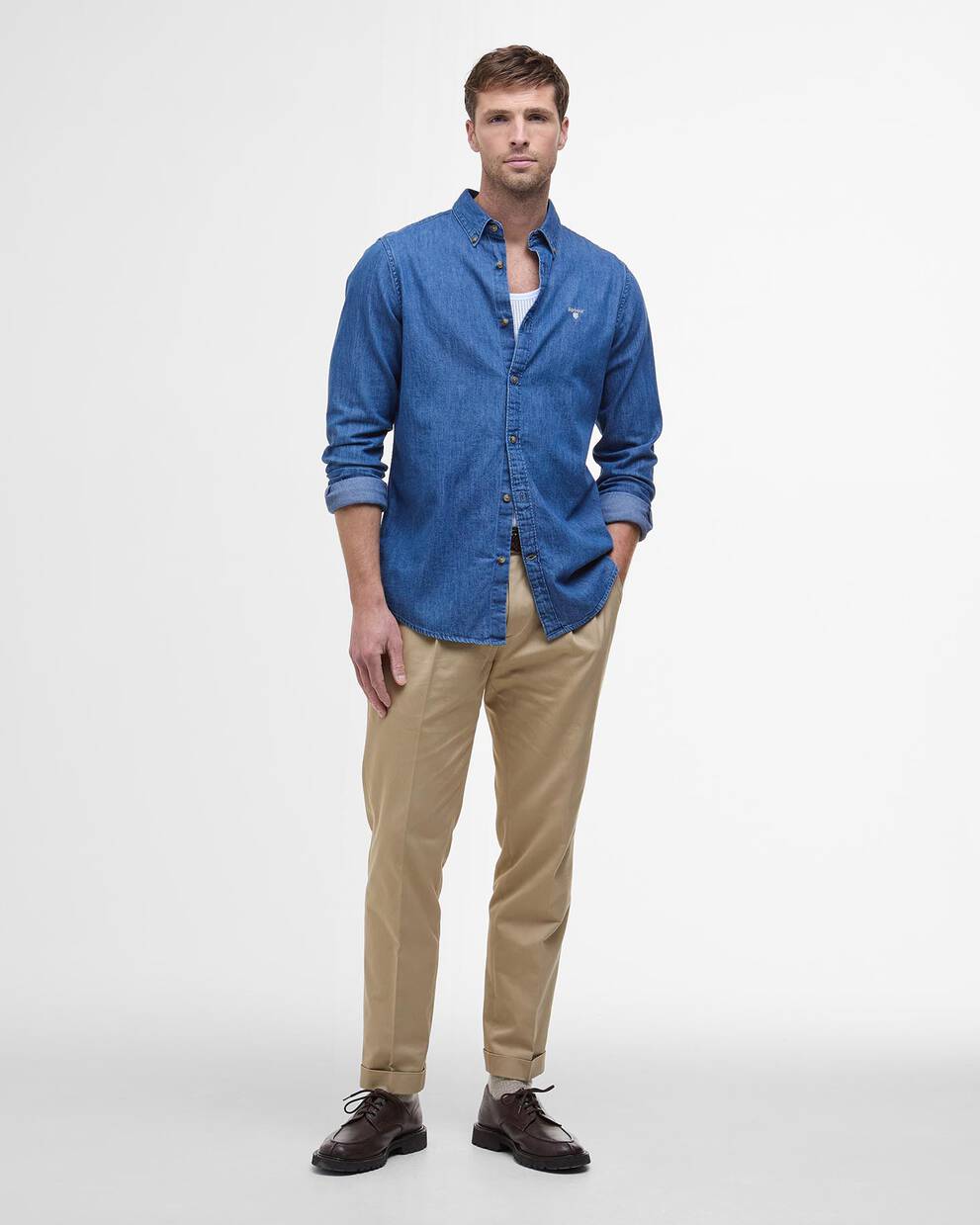 Camicia con logo Chambray