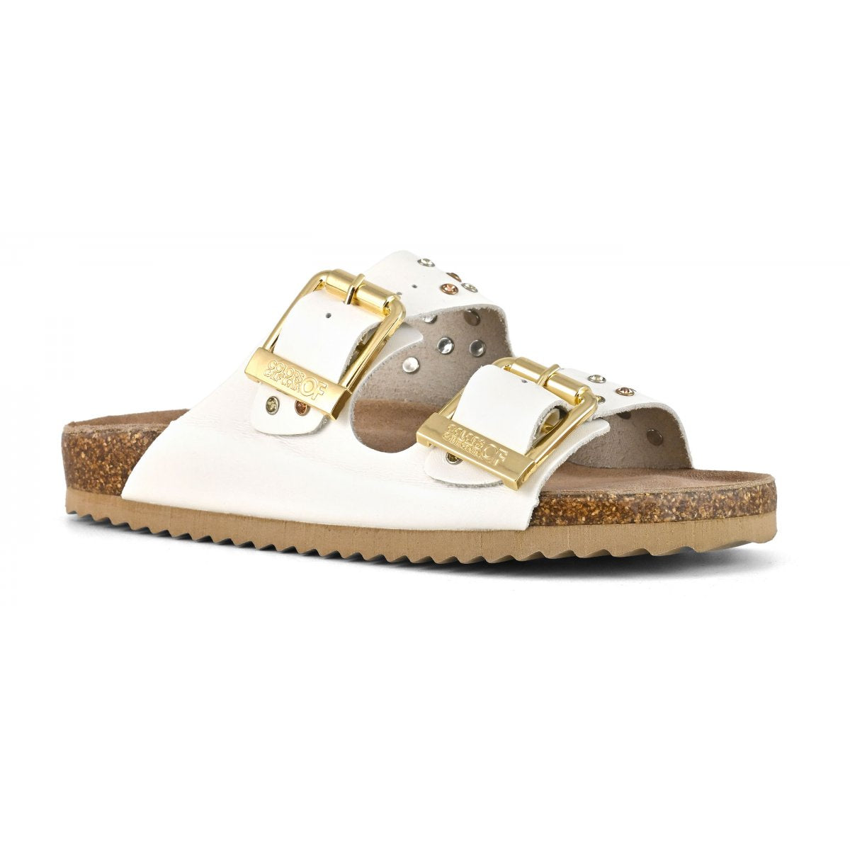 Ciabatta 2 fasce con strass Bio501 bianco