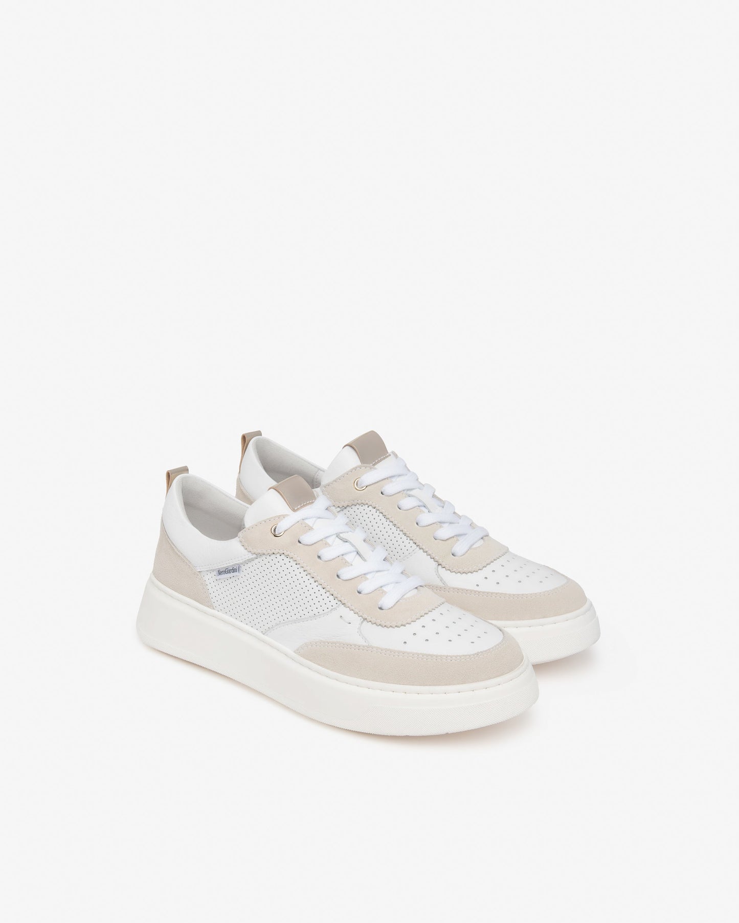 Sneakers in pelle e camoscio Bianco E615275D