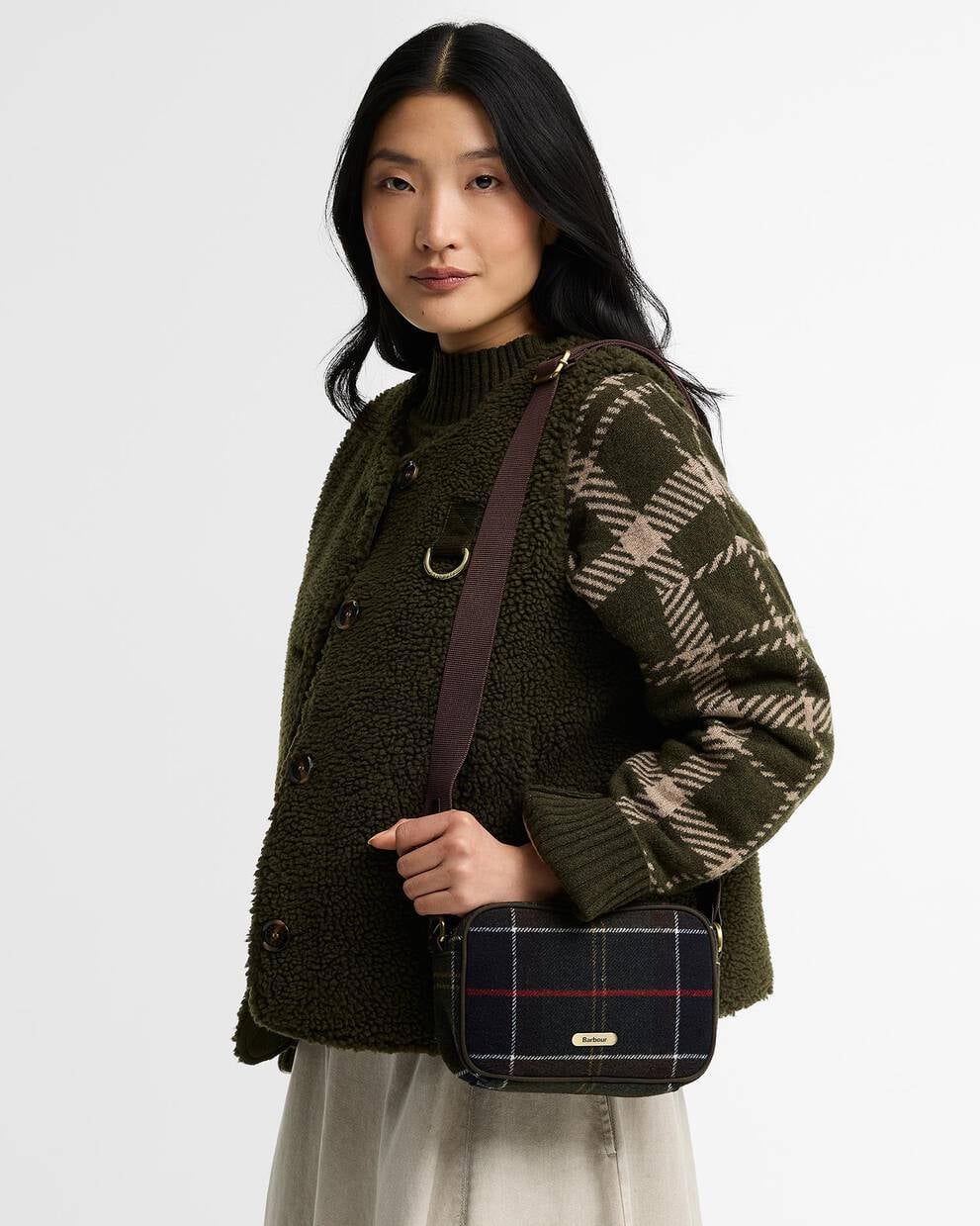 Mini borsa a tracolla Contin in tartan
