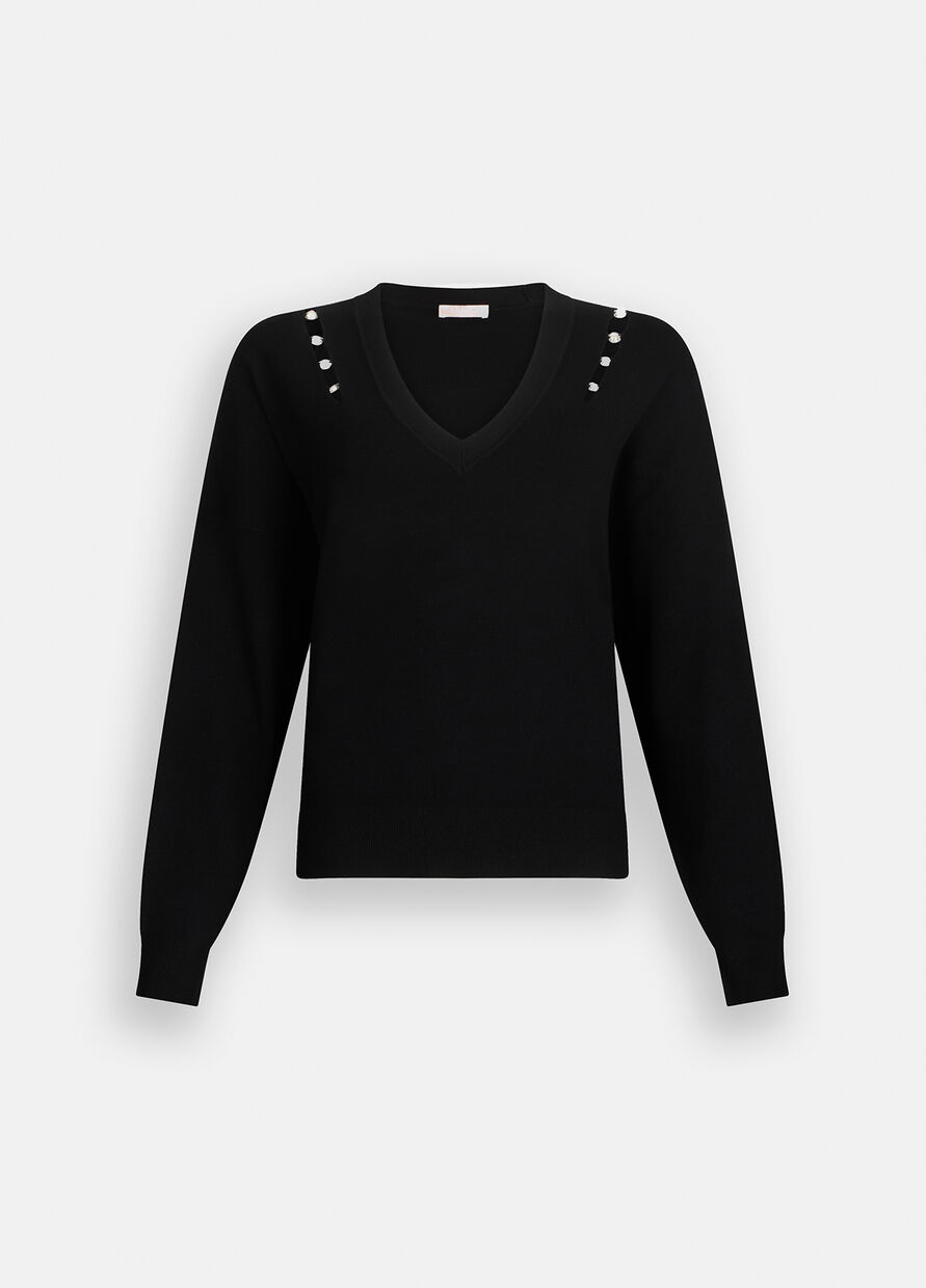 Maglia con castoni gioiello nera