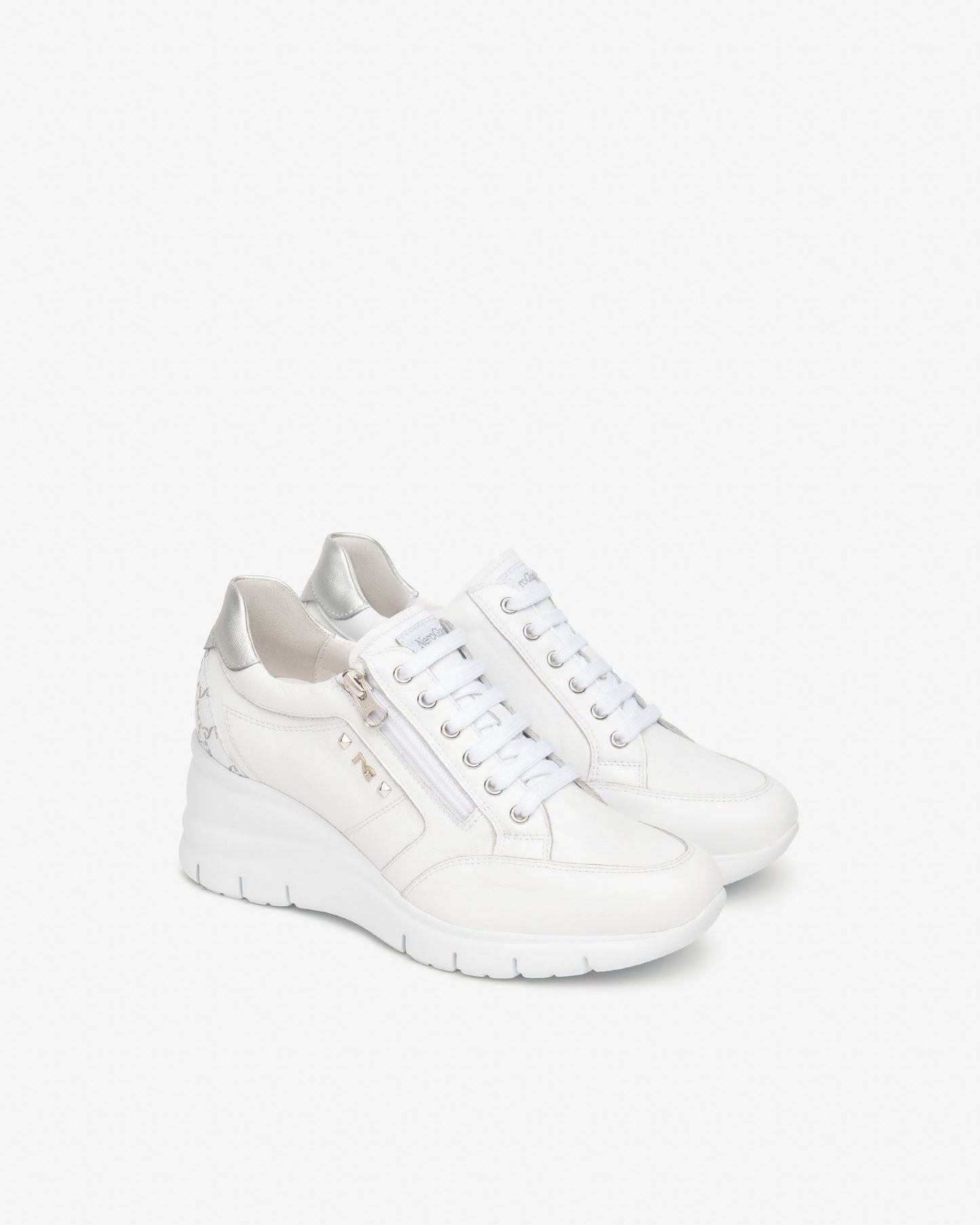 Sneakers in pelle e tessuto tecnico Bianco E615221D
