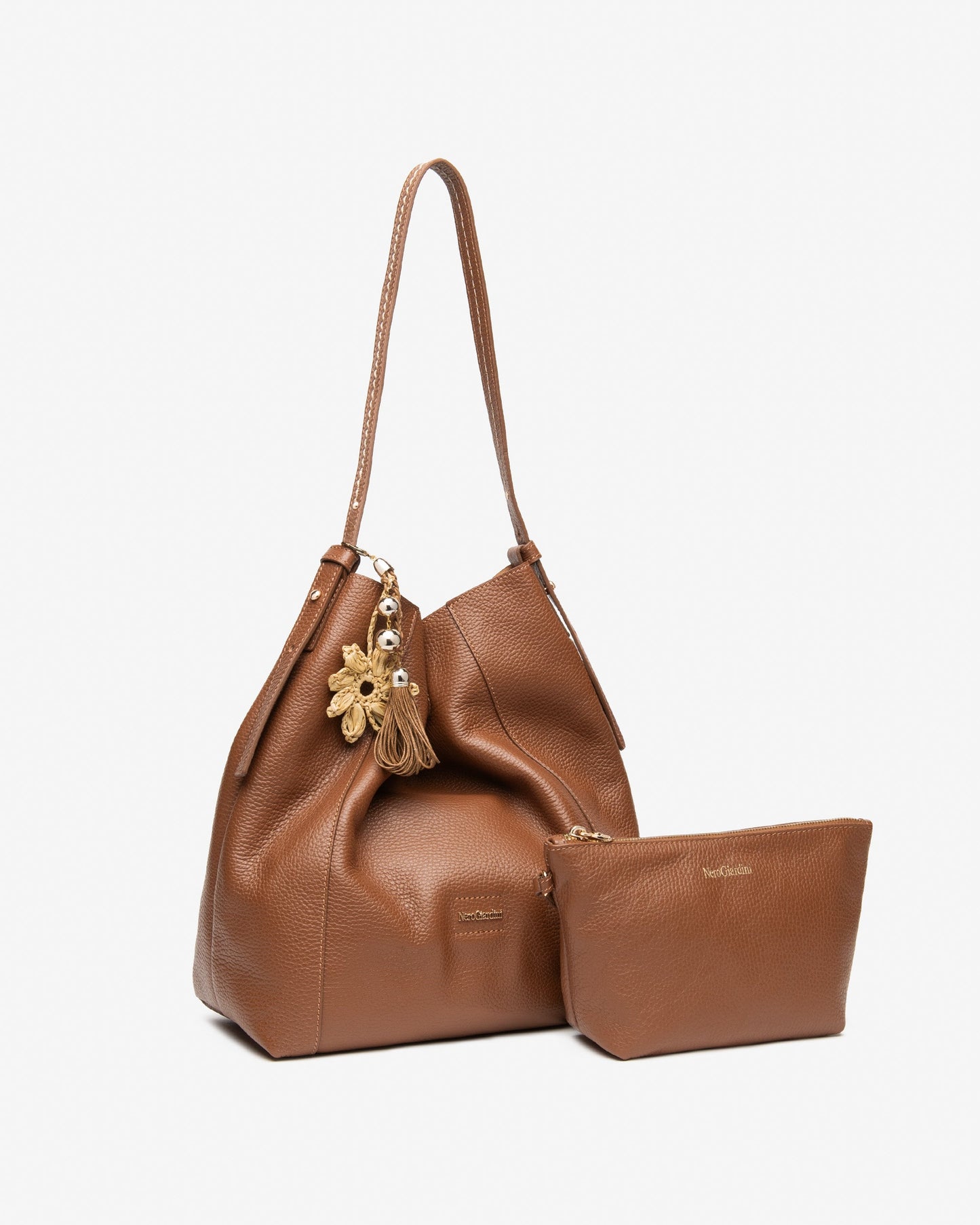 Borsa a spalla in pelle E644140D cuoio