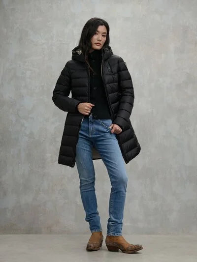 Piumino Lungo A Righe Agnes nero