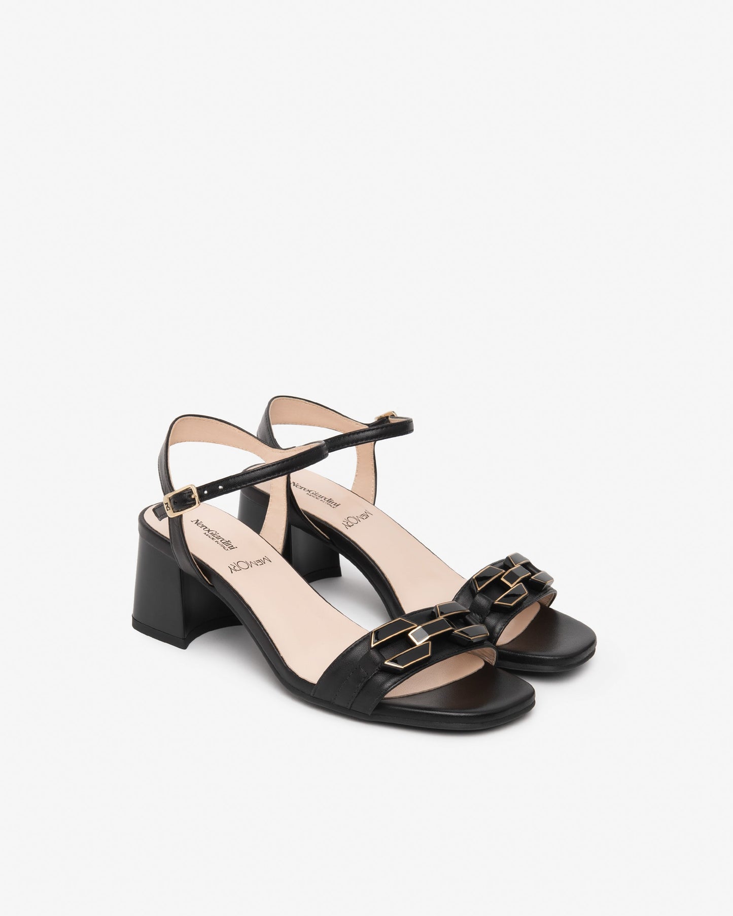 Sandali in pelle E615722D T.5cm Nero