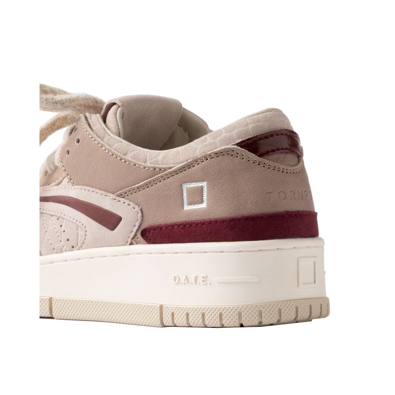 Sneakers bassa in camoscio Torneo colore cipria e taupe