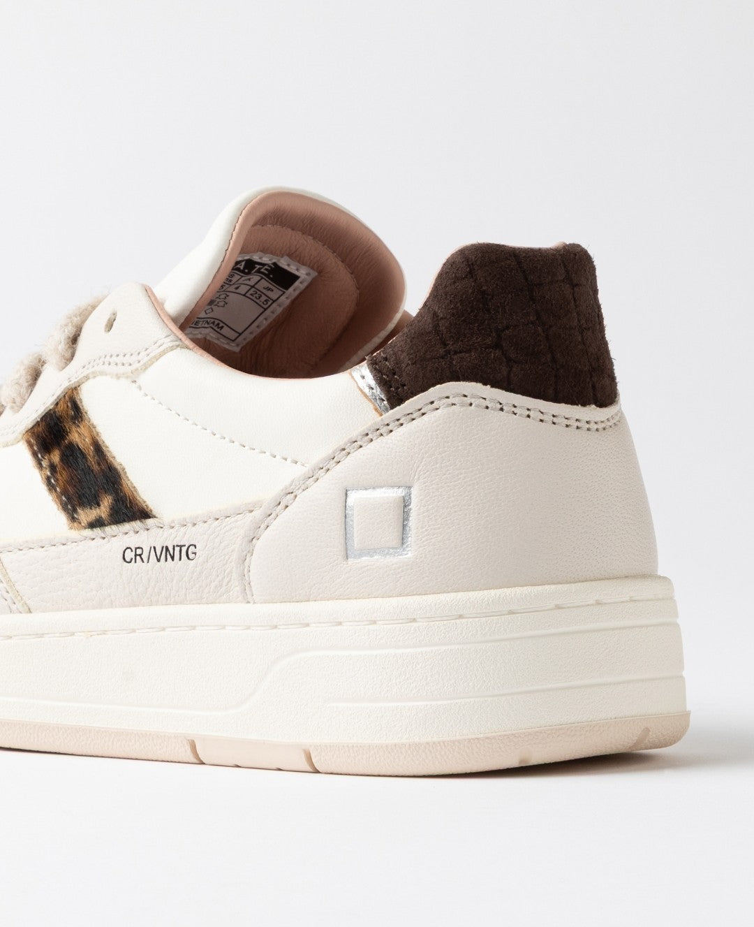 Sneakers bassa in pelle Court 2.0 panna e grigio chiaro