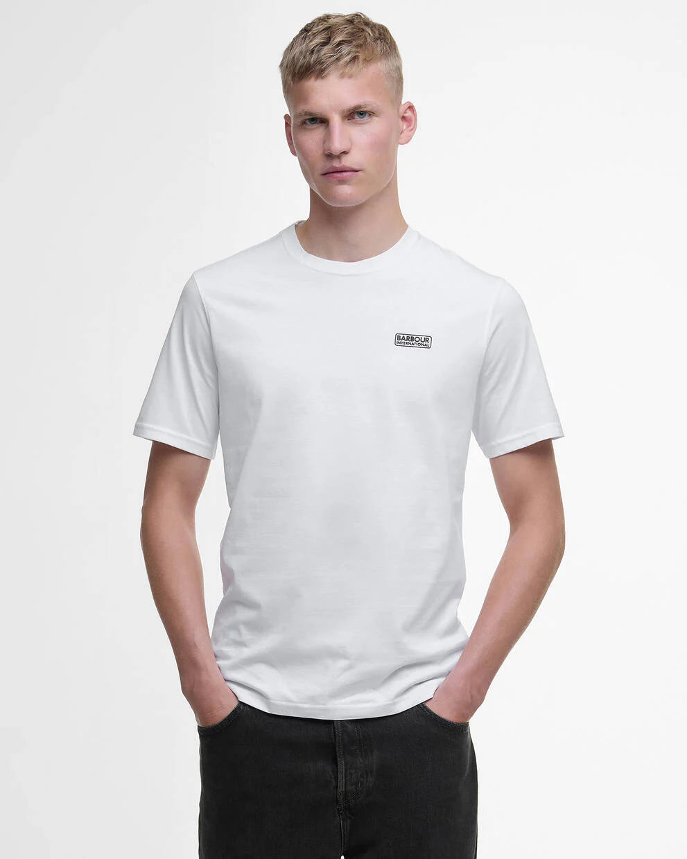 T-shirt con logo piccolo bianca