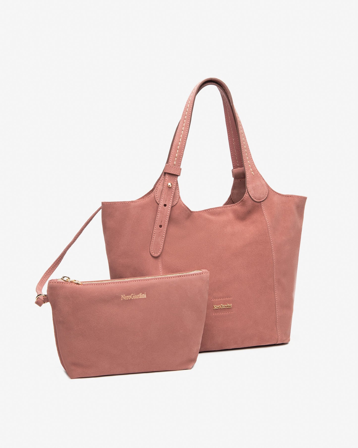 Borsa a spalla in camoscio E644145D Rosa
