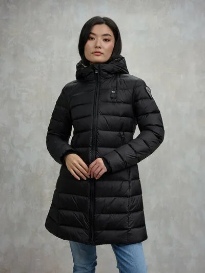 Piumino Lungo A Righe Agnes nero