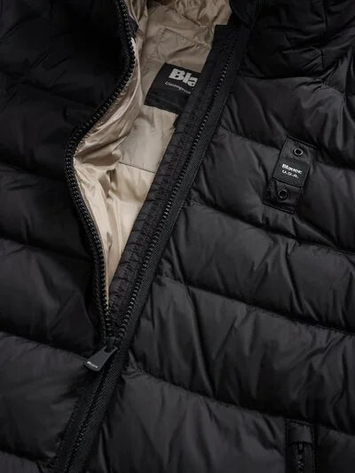 Piumino Lungo A Righe Agnes nero