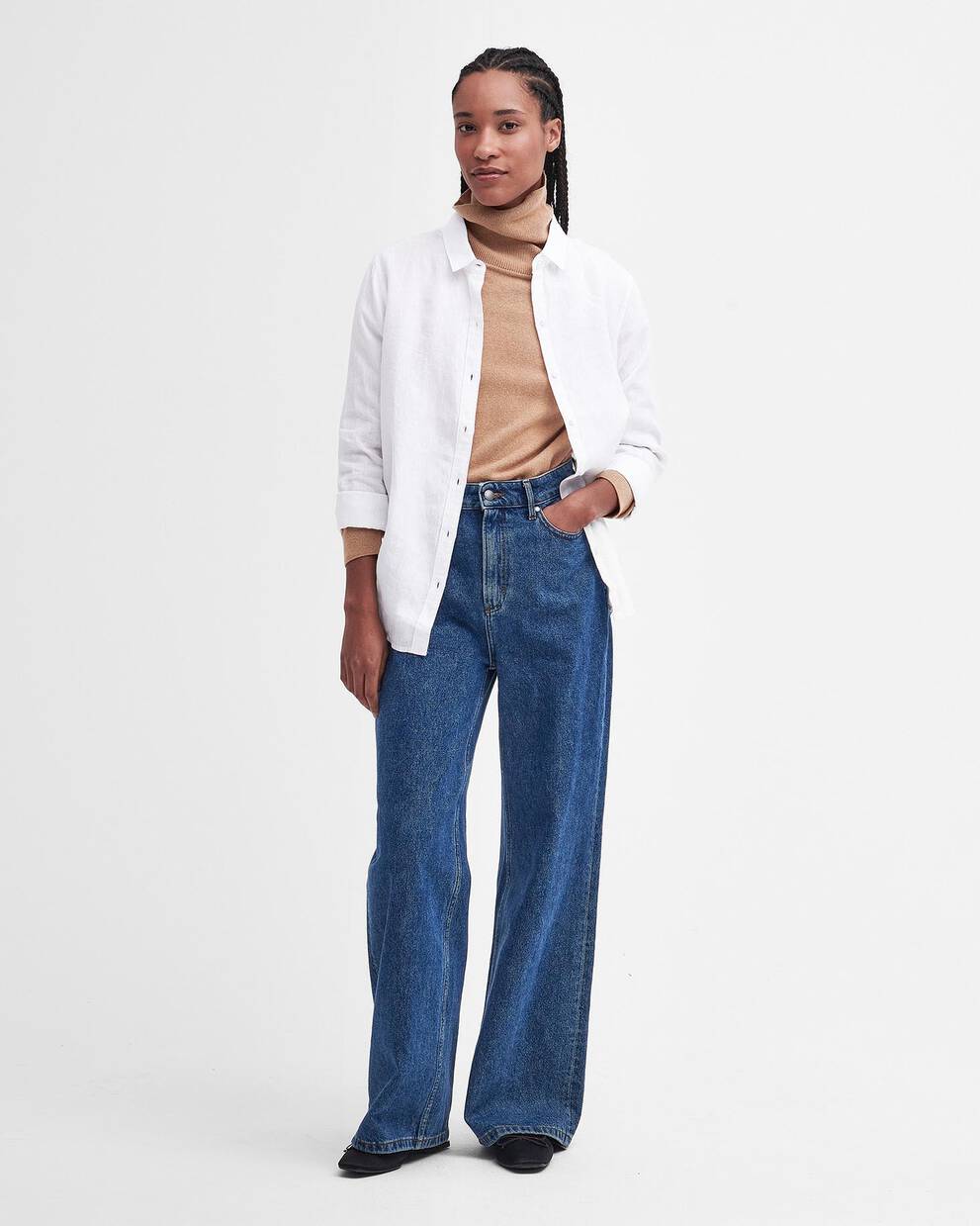 Camicia a maniche lunghe Marine dalla vestibilità comoda Bianca