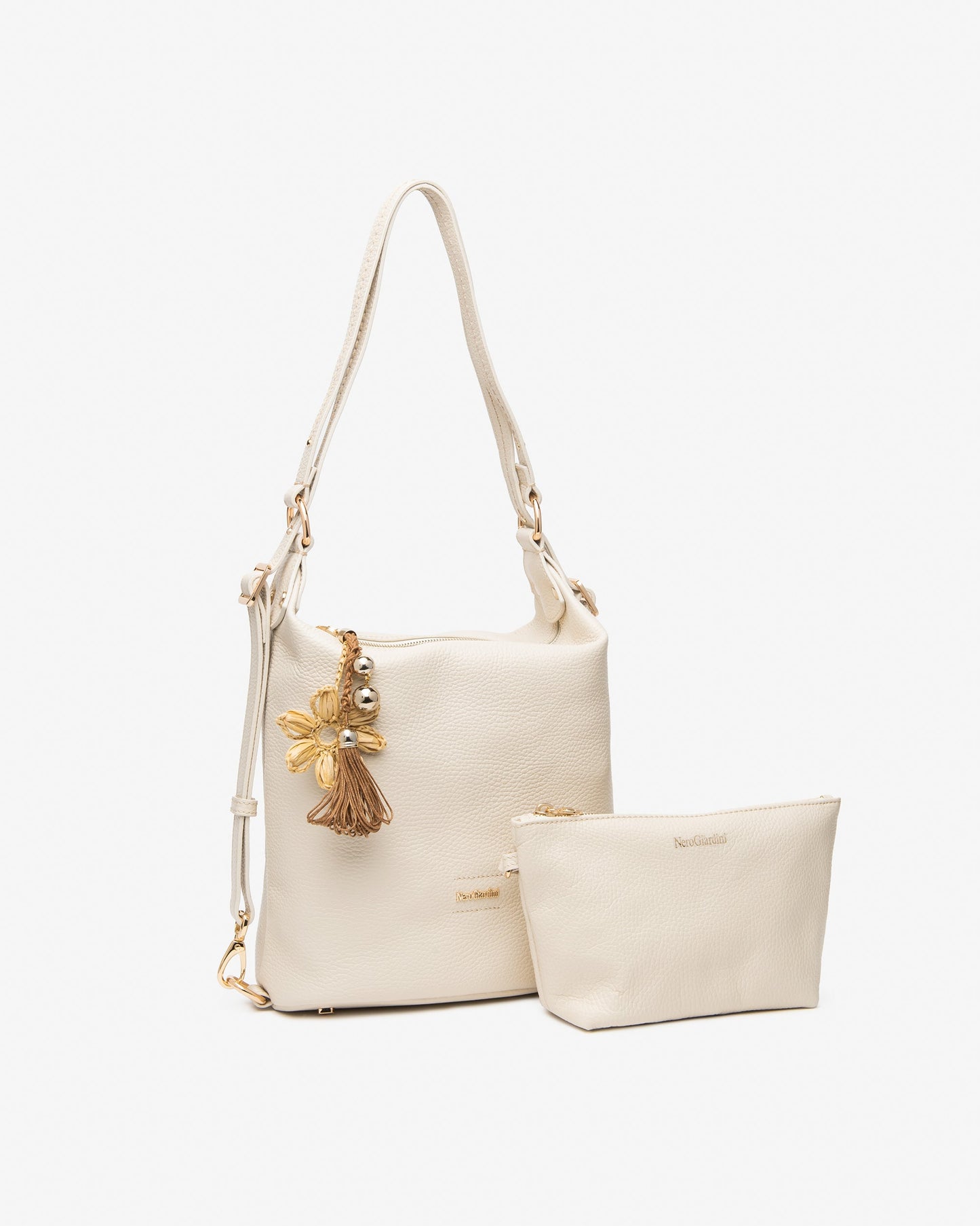 Borsa/Zaino in pelle E644142D Panna