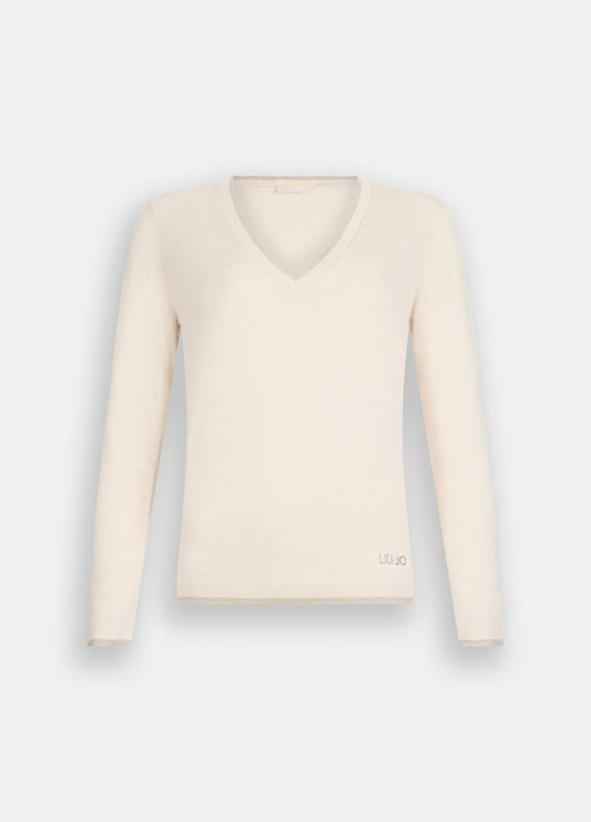 Maglia Liu-Jo viscosa panna scollo V