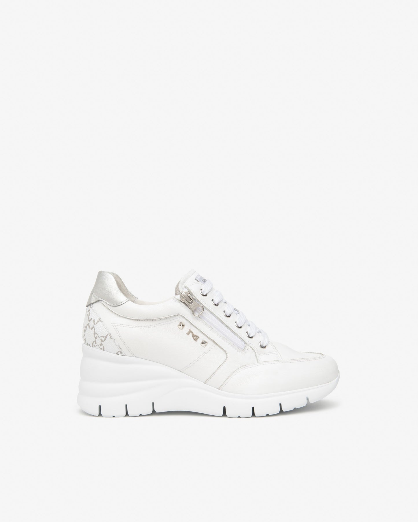Sneakers in pelle e tessuto tecnico Bianco E615221D