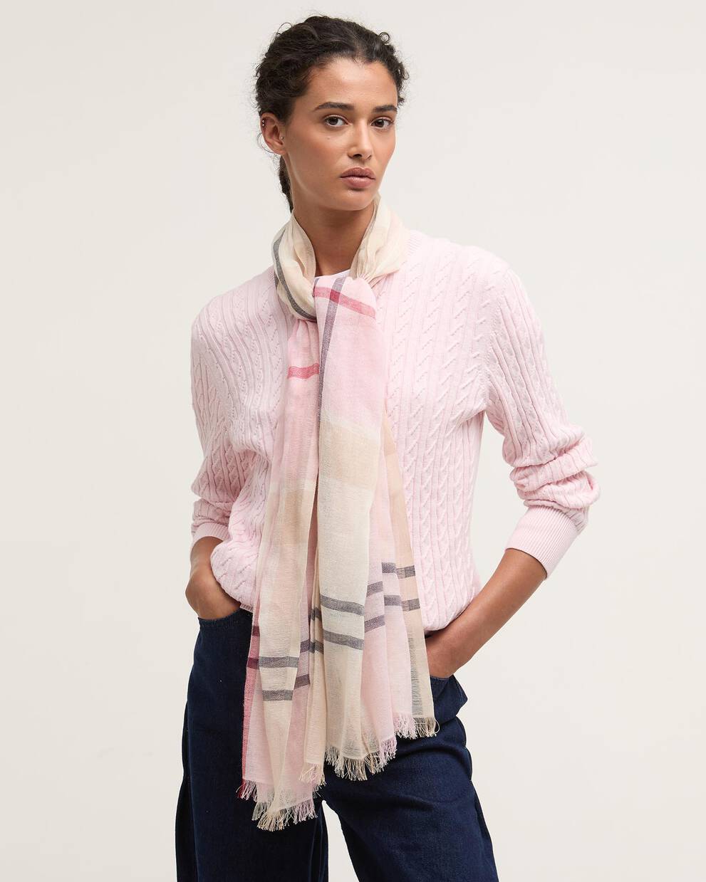 Sciarpa in tartan Abigail rosa