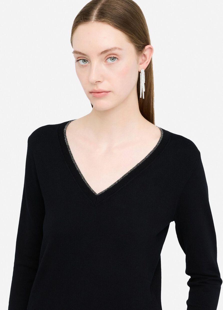 Maglia Liu-Jo viscosa scollo V Nera