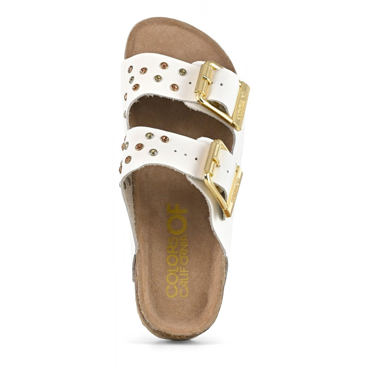 Ciabatta 2 fasce con strass Bio501 bianco