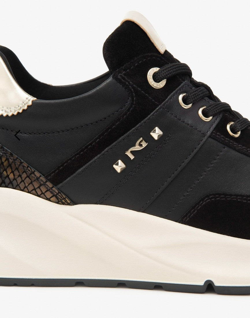 Sneaker in pelle e camoscio nero I514065D