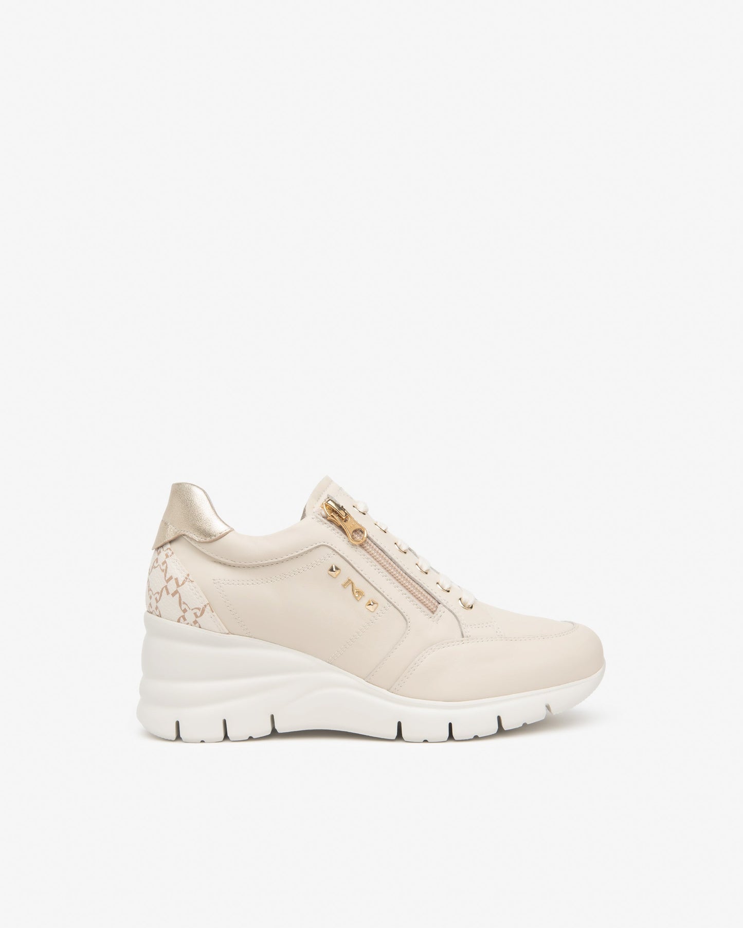 Sneakers in pelle e tessuto tecnico Beige E615221D