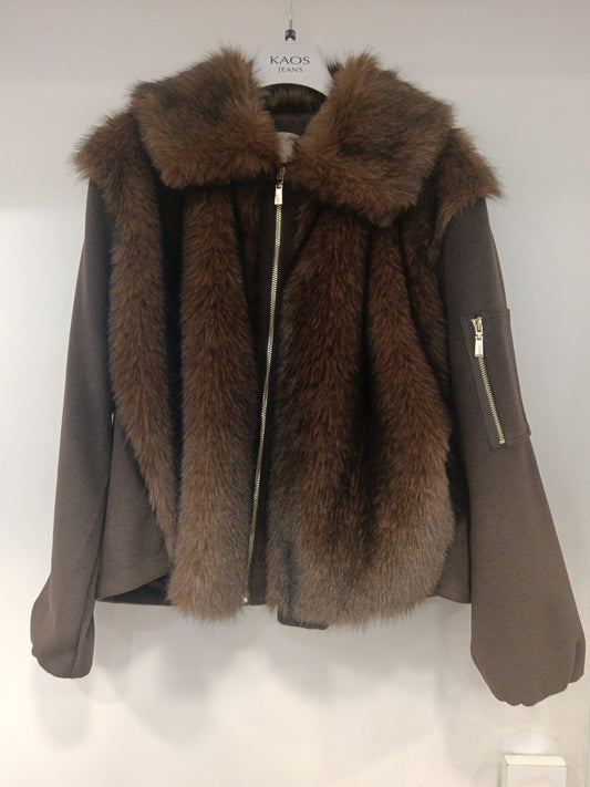 Bomber pelliccia Sijle019 moro