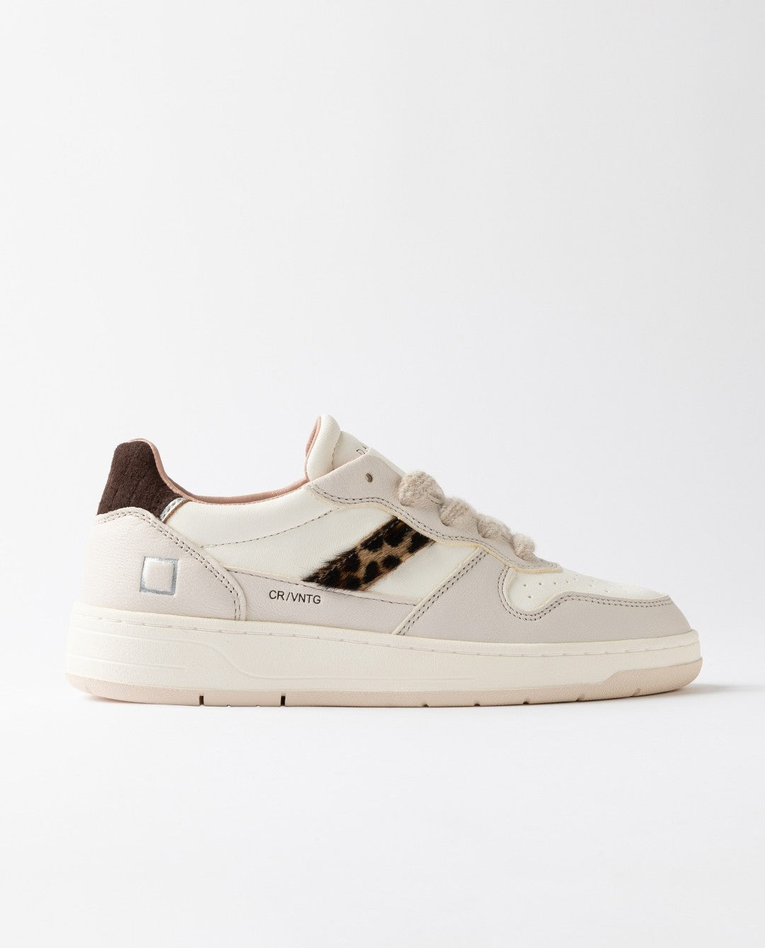 Sneakers bassa in pelle Court 2.0 panna e grigio chiaro