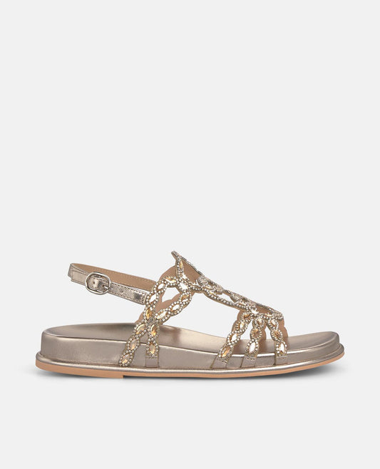 Sandali bassi pietre oro