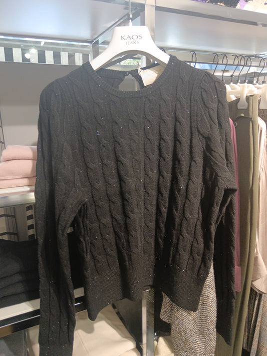 Maglia treccia nero Sijkt049