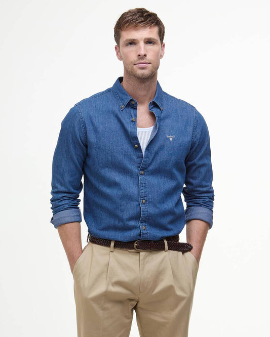 Camicia con logo Chambray