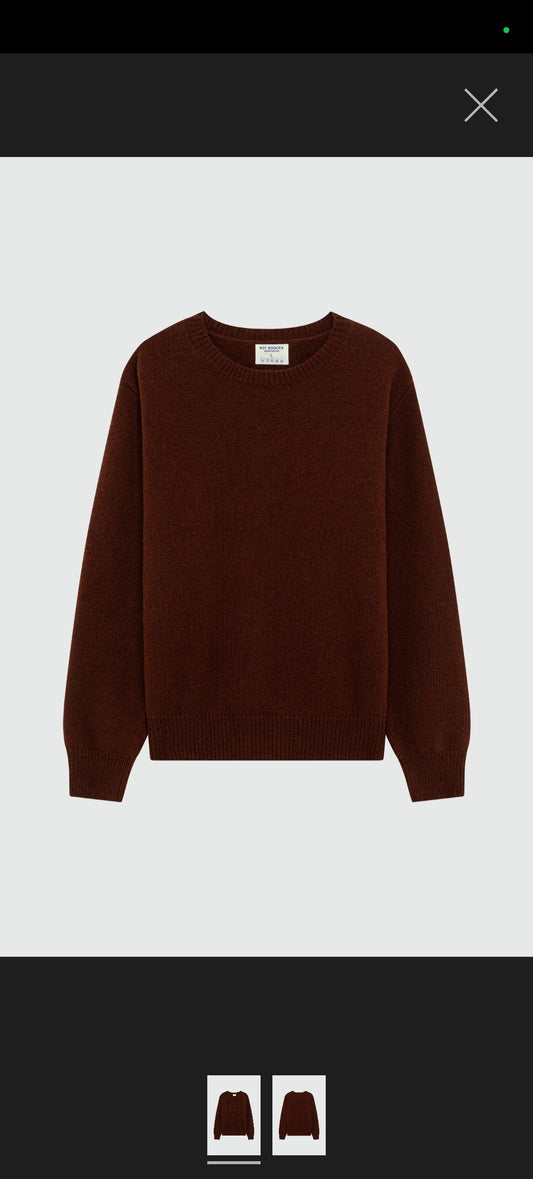 Maglia girocollo Utility in lana merino marrone