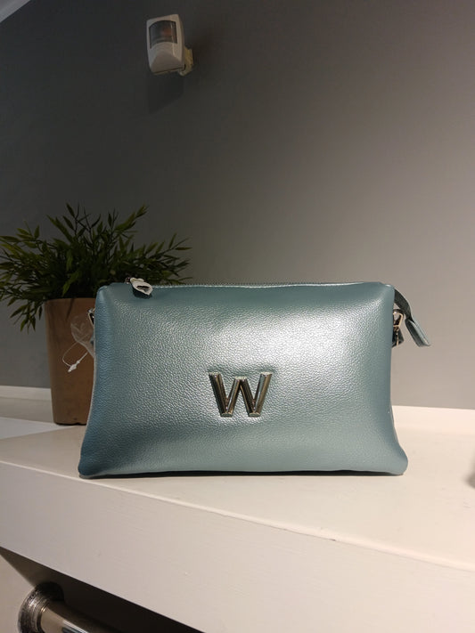 Borsa Drop celeste metallizzato WB52007