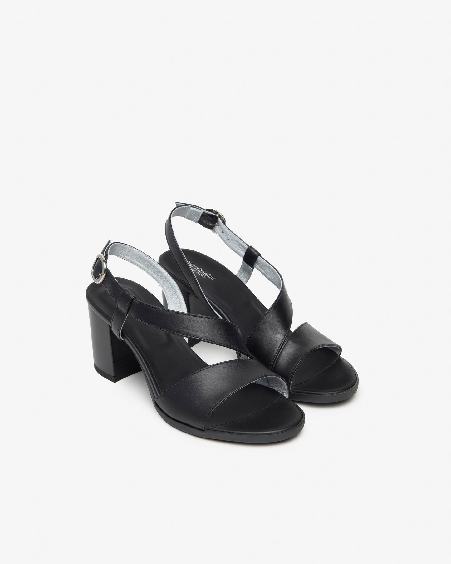Sandali T.7cm in pelle Nero E410440D