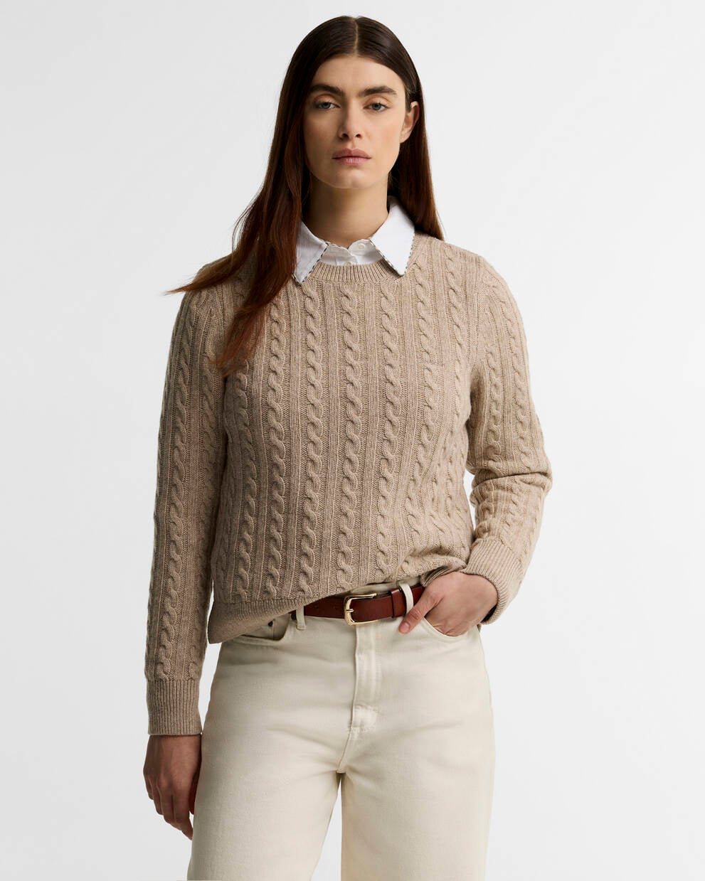 Maglione misto lana Ashdown con taglio morbido e lavorazione a trecce