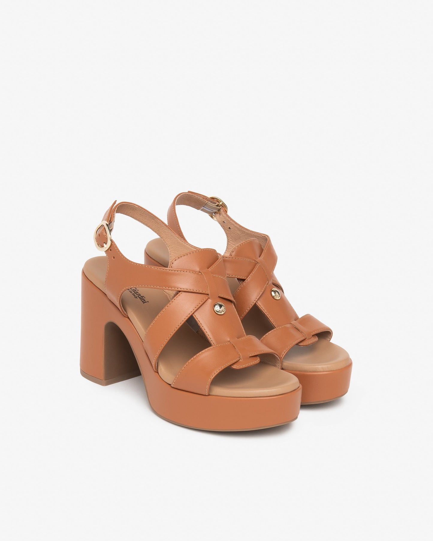 Sandali T.8cm in pelle Cognac E616092D
