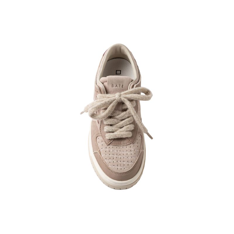 Sneakers bassa in camoscio Torneo colore cipria e taupe