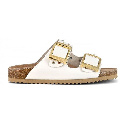 Ciabatta 2 fasce con strass Bio501 bianco