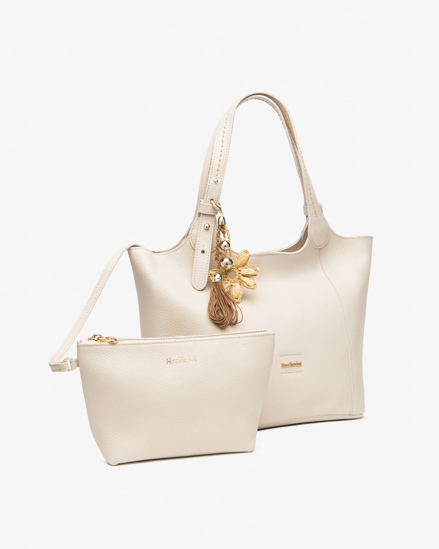 Borsa a spalla in pelle E644141D panna