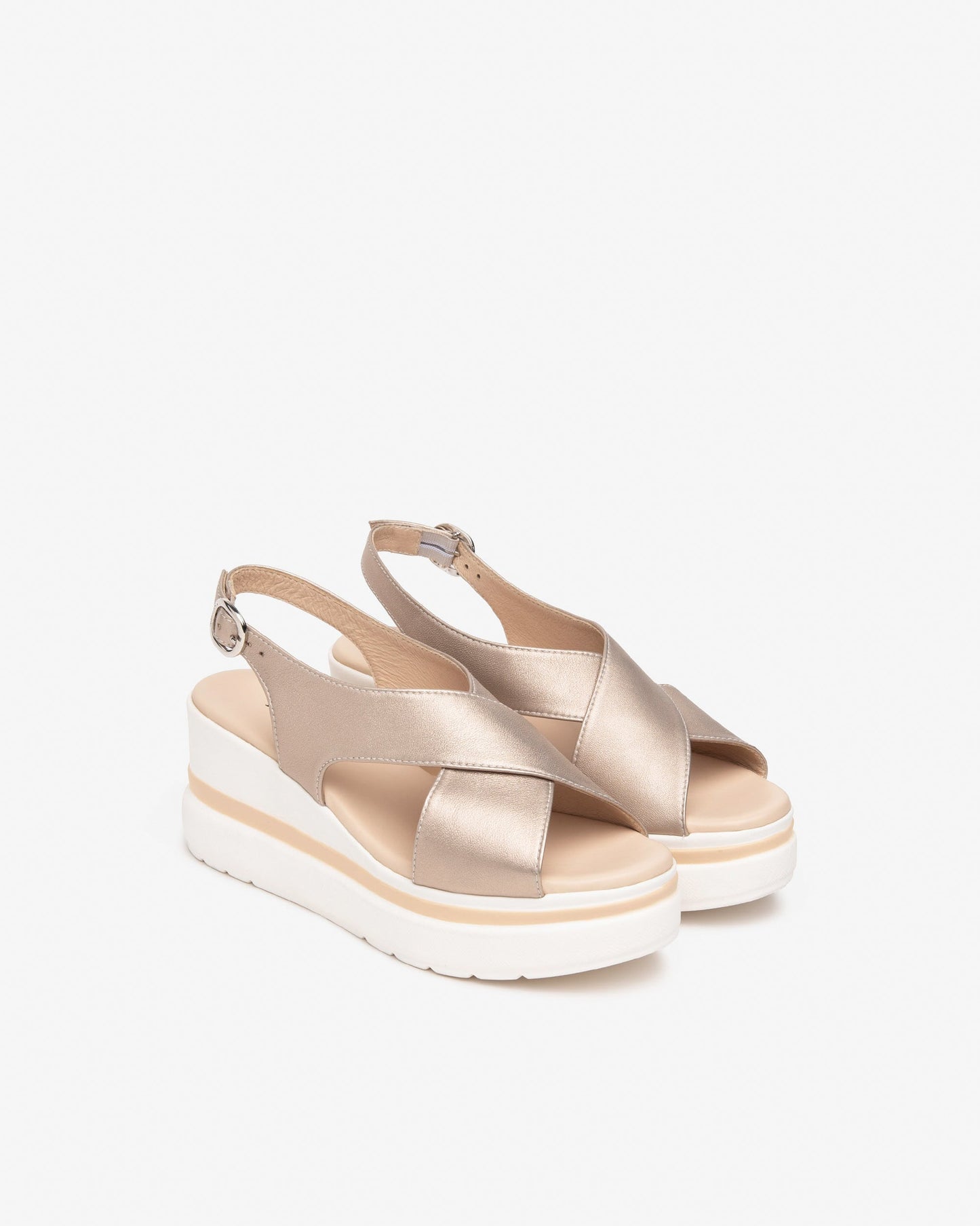 Sandali Zeppa in pelle Platino E513516D