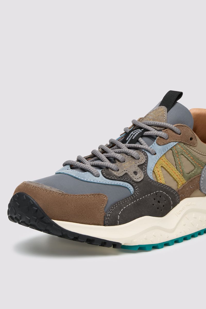 Solin Man in suede e tessuto tecnico Grigio-Marrone-Nero