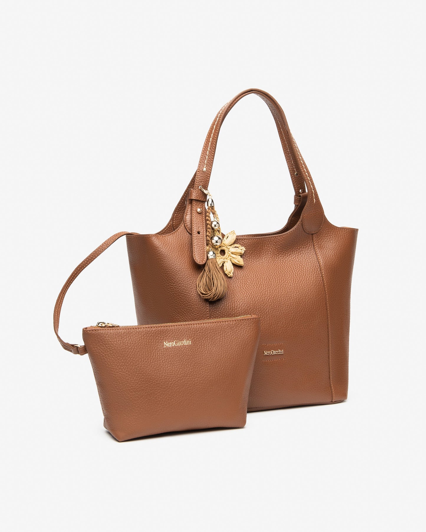 Borsa a spalla in pelle E644141D cuoio