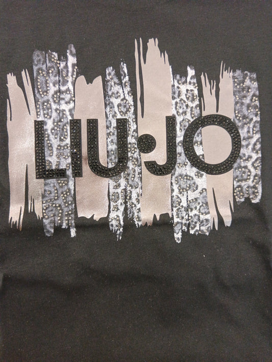 T-shirt Logo Strass Nera