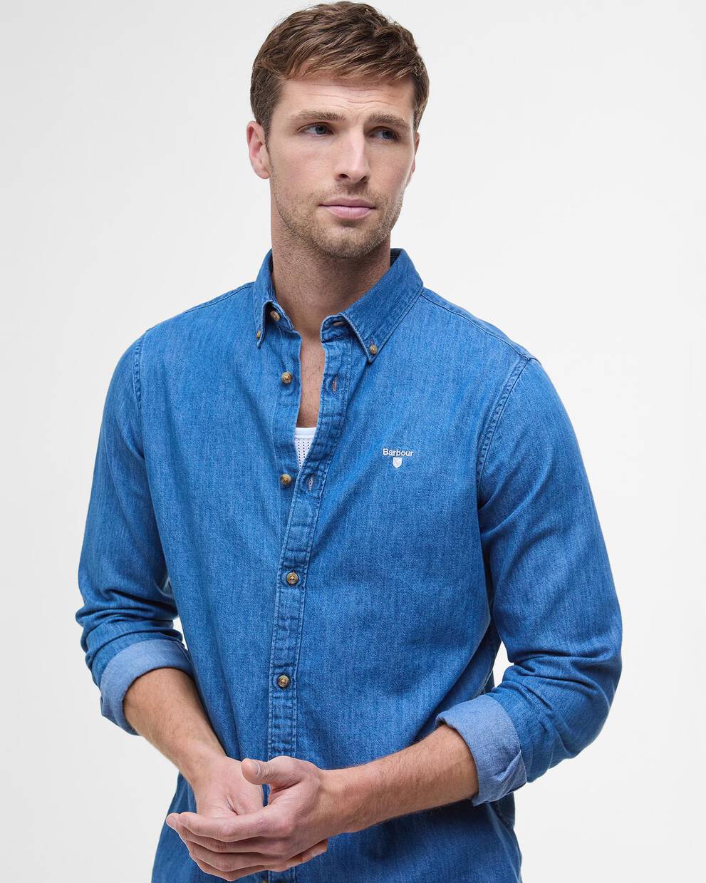Camicia con logo Chambray
