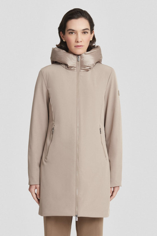 Giacca lunga beige imbottita in softshell Mire2.2