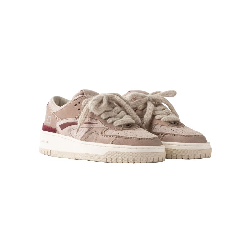 Sneakers bassa in camoscio Torneo colore cipria e taupe