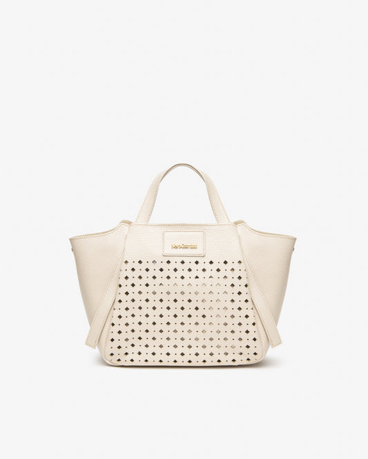 Borsa in pelle E644230D panna