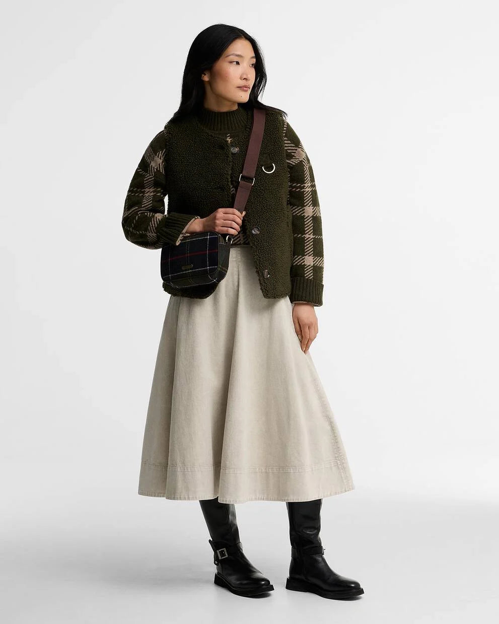 Mini borsa a tracolla Contin in tartan