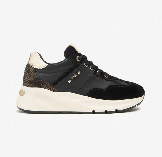 Sneaker in pelle e camoscio nero I514065D