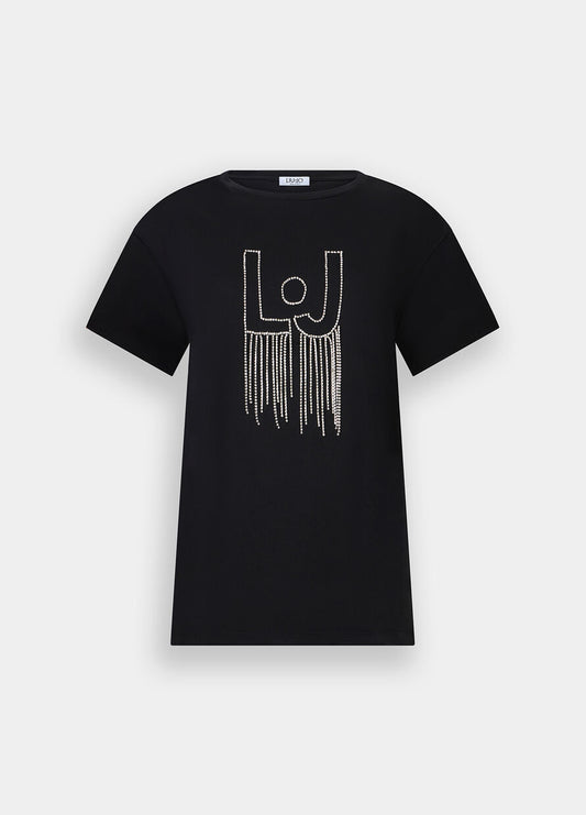 T-shirt Liu-Jo Strass Nera