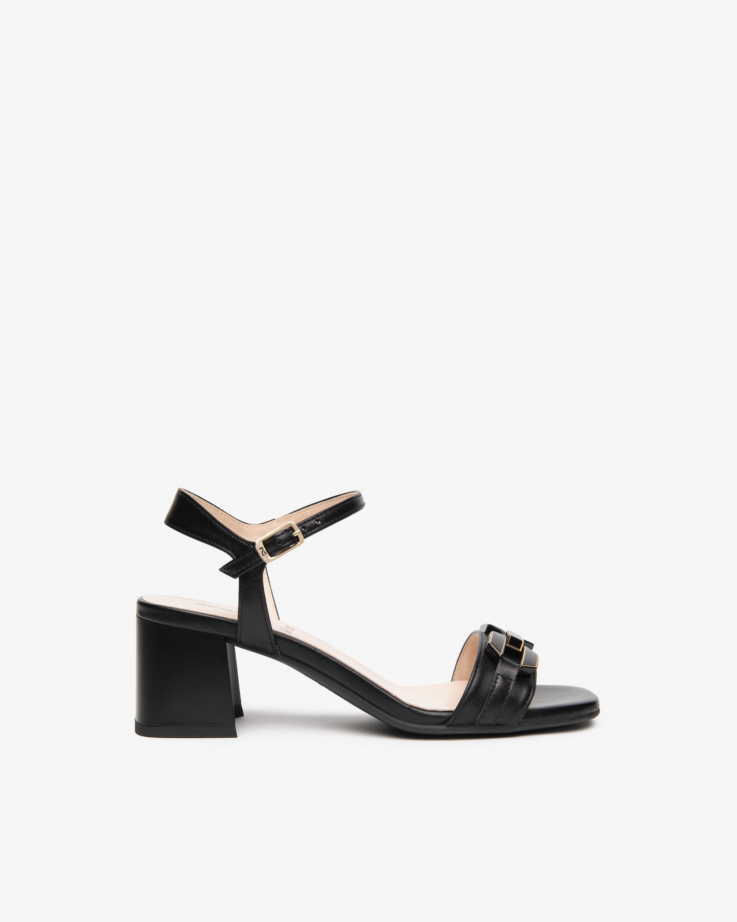 Sandali in pelle E615722D T.5cm Nero
