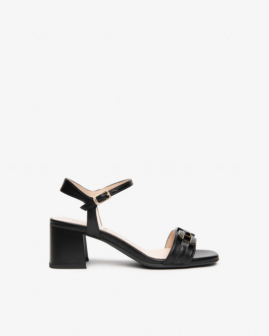 Sandali in pelle E615722D T.5cm Nero
